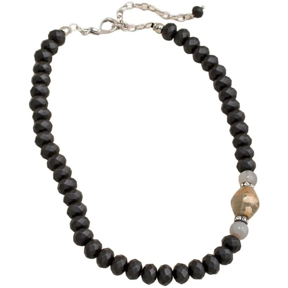 Chico's Black Beaded Singlestrand Necklace Retired